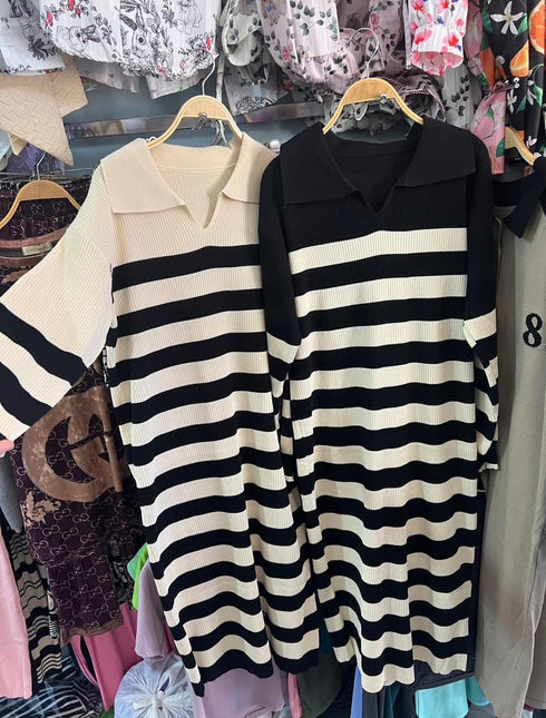 Knitted Collar Down Dress